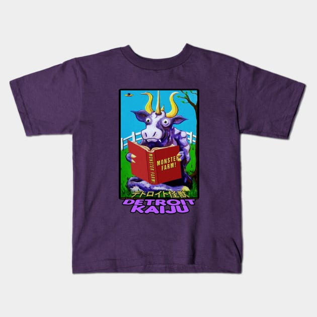 PURPLE BULL MONSTER BUROSUKINO! - art from my Detroit Little Library Kids T-Shirt by DetroitKaiju